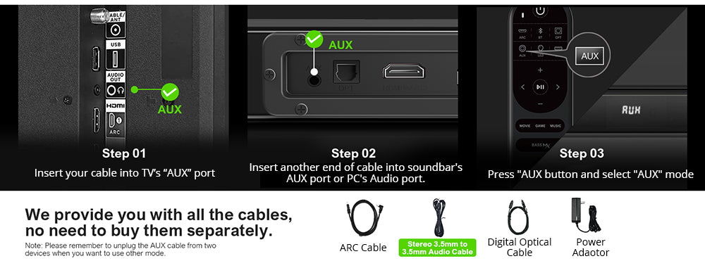 Barra de sonido ULTIMEA Nova S40 con subwoofer con cable, 2.1 canales, mando a distancia, modo película/música/juego, conexión ARC/óptica/AUX/USB/Bluetooth 5.3, para TV, PC y videojuegos.