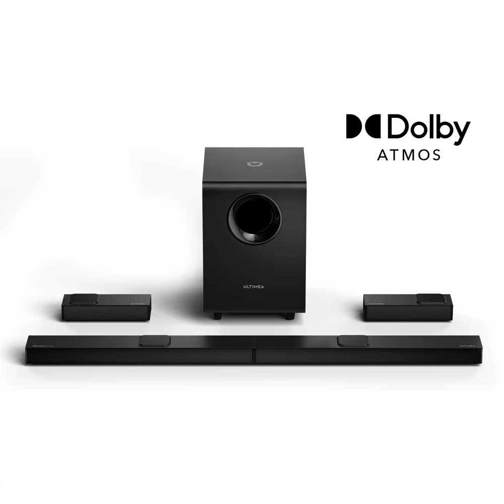 Ultimea Nova S90 7.1.4 Channel Soundbar Subwoofer Speaker Kit, Dolby Atmos, 740W Peak Power, 4K HDR Pass-through, 6 Equalizer Modes