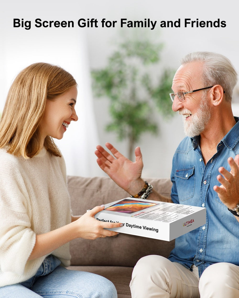 Pantalla de proyección Ultimea Photon E-ALR de 100 pulgadas, valor de ganancia 2.0, ángulo de visión de 120°.