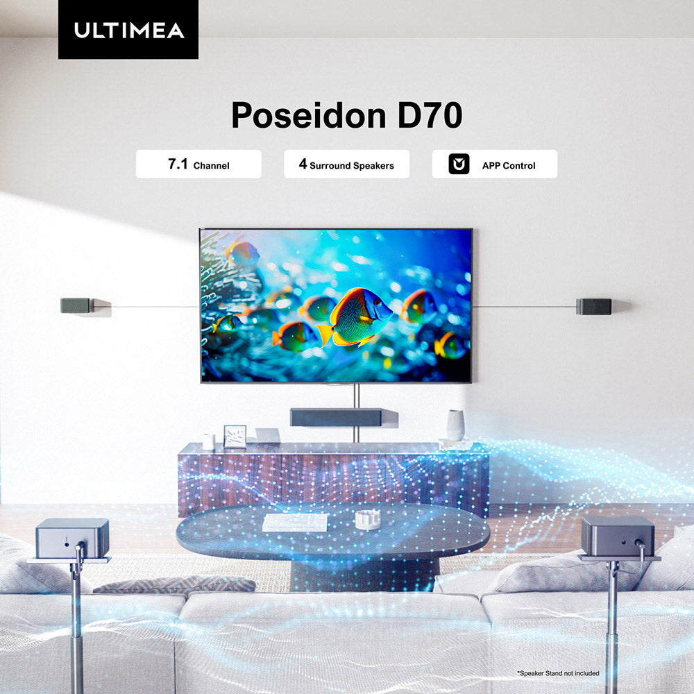Ultimea Poseidon D70 Soundbar Subwoofer Speaker Kit, 7.1 Channel, 10 Bands Equalizer, 121 Preset EQ Matrices