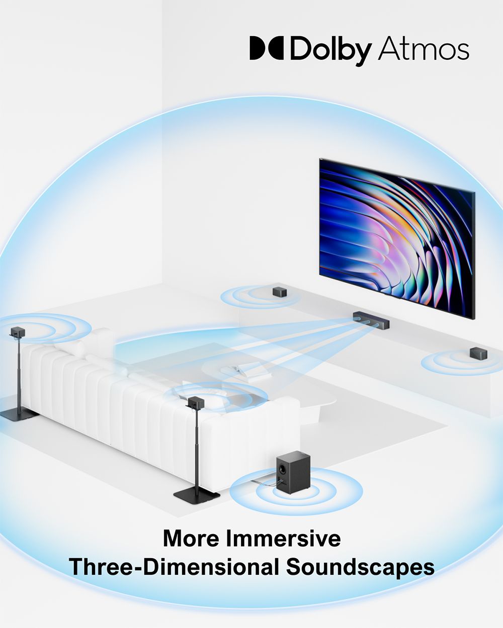 Kit de altavoces con barra de sonido y subwoofer ULTIMEA Poseidon D80 de 7.1 canales, Dolby Atmos, potencia máxima de 460 W, control mediante aplicación, ecualizador de 10 bandas, 121 matrices de ecualización preestablecidas, Bluetooth 5.3.