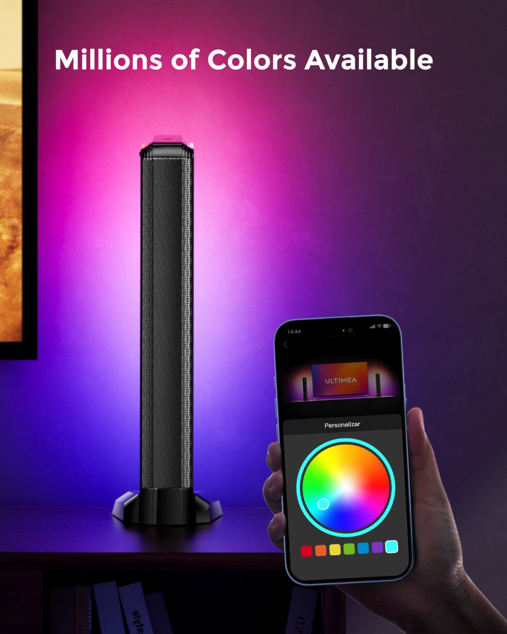 ULTIMEA Apollo S80 5.1 Soundbar, Smart APP Control, Dynamic Lighting Effects, RGB Light & Brightness Adjustment, 121 Preset EQ Matrices, Detachable Design