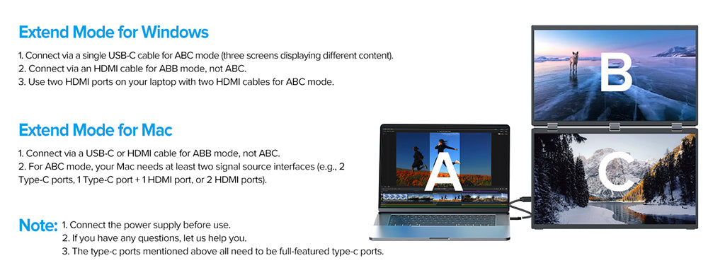 UPERFECT Delta 15.6-inch Dual Screen Portable Folding Monitor, 1920*1080 FHD IPS Screen, 60Hz Refresh Rate, 1000:1 Contrast Ratio, 360° Folding, Built-in Speaker, Built-in Stand & VESA Mountable, 2*Full-Featured Type-C, 2* mini HDMI - EU Plug