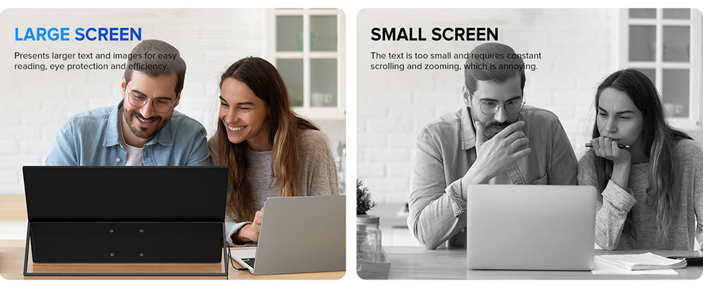 UPERFECT UMax22 22-inch Portable Monitor, 60Hz Refresh Rate, 2560*1440 IPS Screen, 100% sRGB, FreeSync, Built-in Speakers, Driver Free, HDR, Low Blue Light, 180° Adjustable Stand, 2*USB-C, 1*Mini HDMI, 1*Micro USB-B OTG, 1*Audio Jack - EU Plug