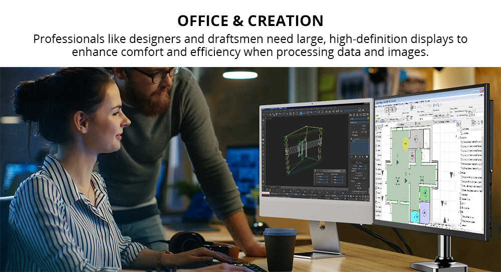 UPERFECT UMax22 22-inch Portable Monitor, 60Hz Refresh Rate, 2560*1440 IPS Screen, 100% sRGB, FreeSync, Built-in Speakers, Driver Free, HDR, Low Blue Light, 180° Adjustable Stand, 2*USB-C, 1*Mini HDMI, 1*Micro USB-B OTG, 1*Audio Jack - EU Plug