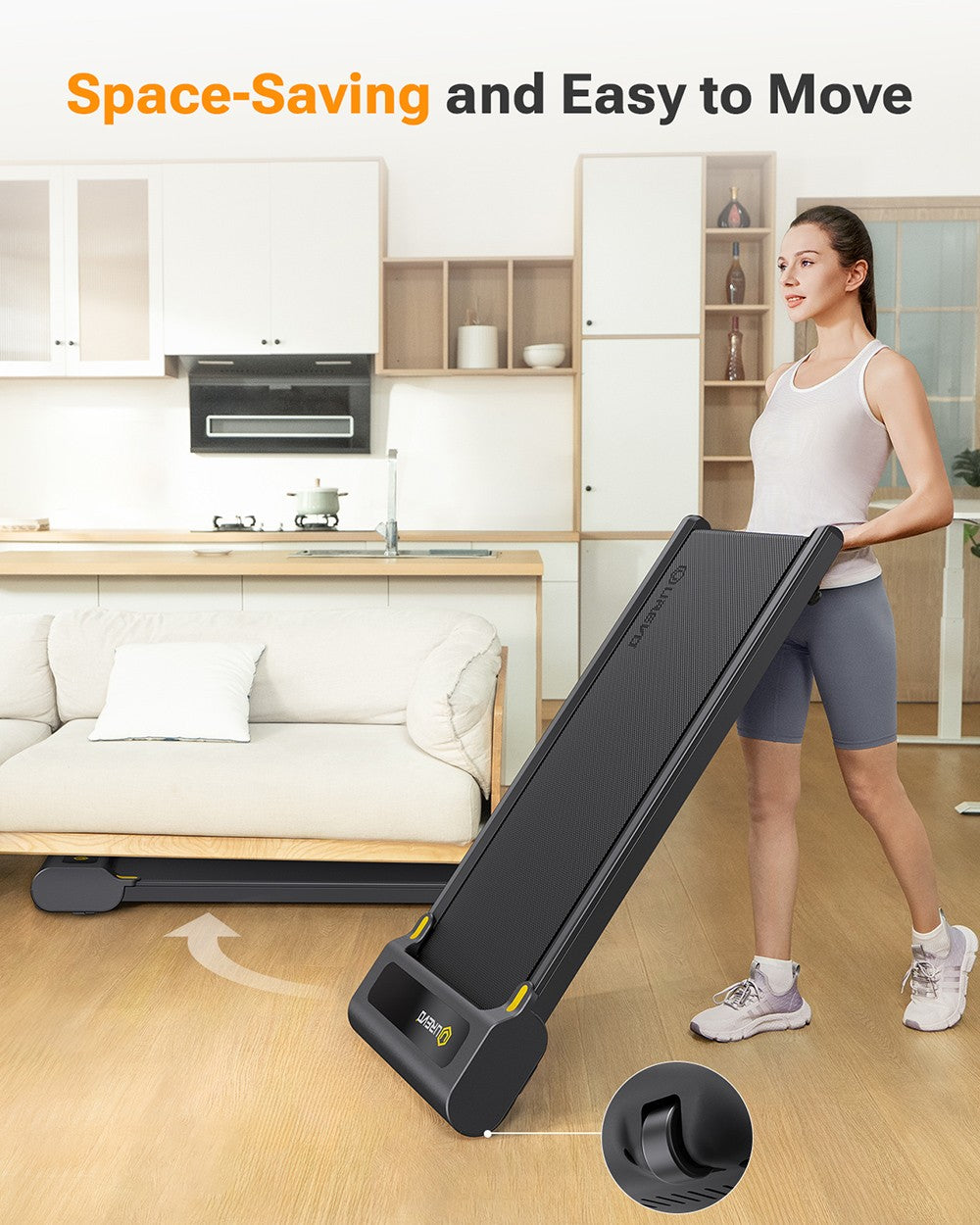 UREVO E3S Laufband mit Steigungsfunktion, leisem 2,25-PS-Motor, LED-Display, Fernbedienung, Geschwindigkeit 0,9–6,4 km/h, maximale Belastbarkeit 120 kg