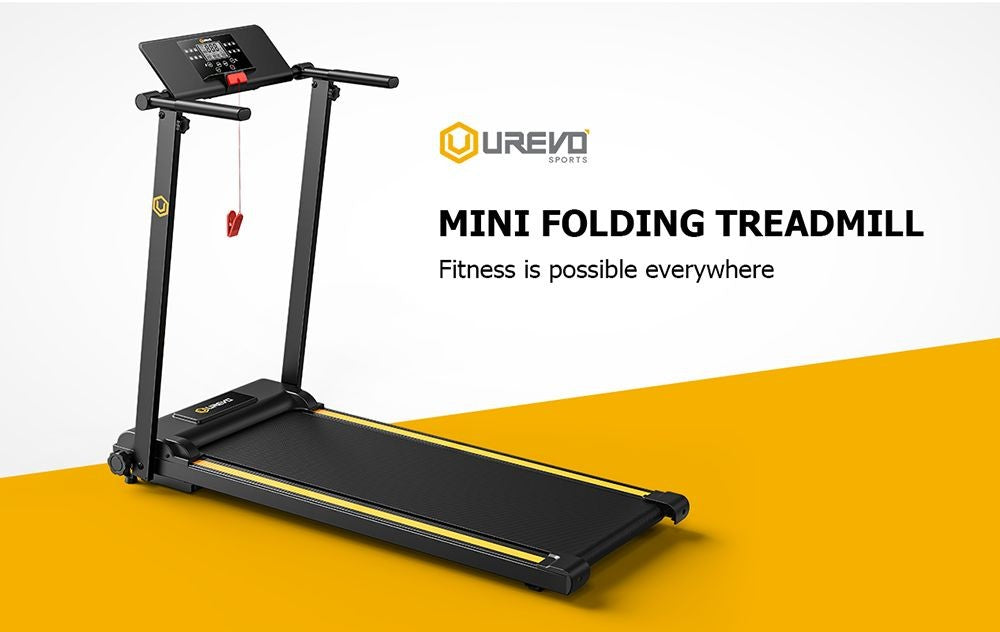 Cinta de correr plegable UREVO URTM006 Foldi mini, velocidad máxima 1-10 km/h, área para caminar 105*40 cm, carga máxima 100 kg, 12 programas HIIT integrados.
