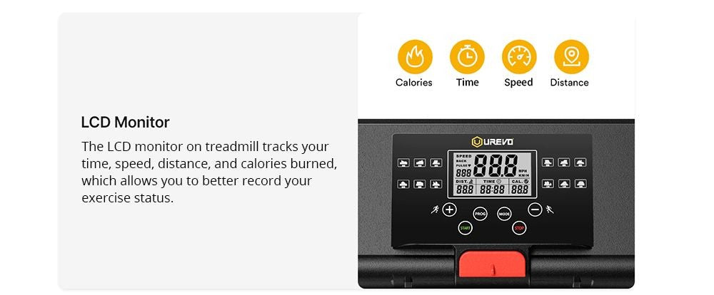Cinta de correr plegable UREVO URTM006 Foldi mini, velocidad máxima 1-10 km/h, área para caminar 105*40 cm, carga máxima 100 kg, 12 programas HIIT integrados.