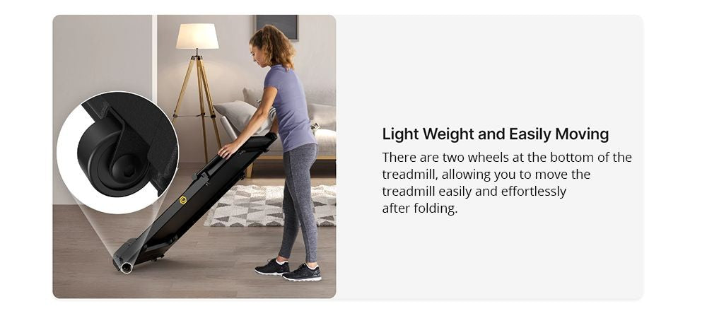 Cinta de correr plegable UREVO URTM006 Foldi mini, velocidad máxima 1-10 km/h, área para caminar 105*40 cm, carga máxima 100 kg, 12 programas HIIT integrados.