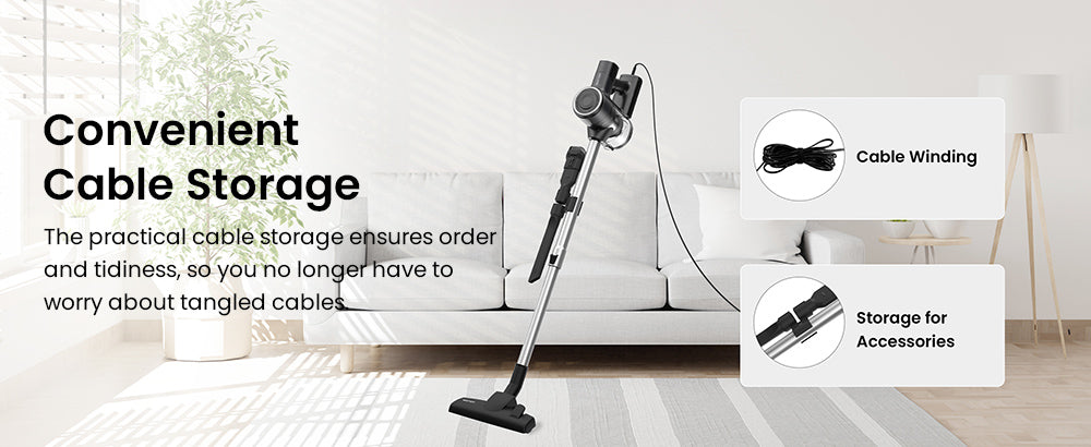 Vactidy C6 Kabelgebundener Staubsauger, 18 kPa Saugleistung, 800 ml Staubbehälter, 7 m Kabel, 600 W Motor, HEPA-Filter, Überhitzungs- und Verbrühungsschutz