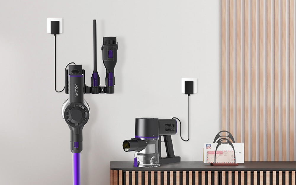 Aspiradora sin cable Vactidy V8 Pro, potente succión de 25 kPa, sistema de filtración ciclónica, depósito de polvo de 500 ml, pantalla táctil LED, cabezal de cepillo giratorio de 180°, 35 minutos de autonomía, diseño autoportante.