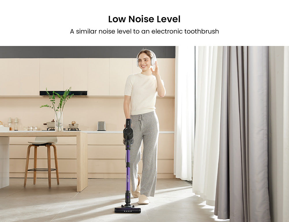 Aspiradora sin cable Vactidy V8 Pro, potente succión de 25 kPa, sistema de filtración ciclónica, depósito de polvo de 500 ml, pantalla táctil LED, cabezal de cepillo giratorio de 180°, 35 minutos de autonomía, diseño autoportante.