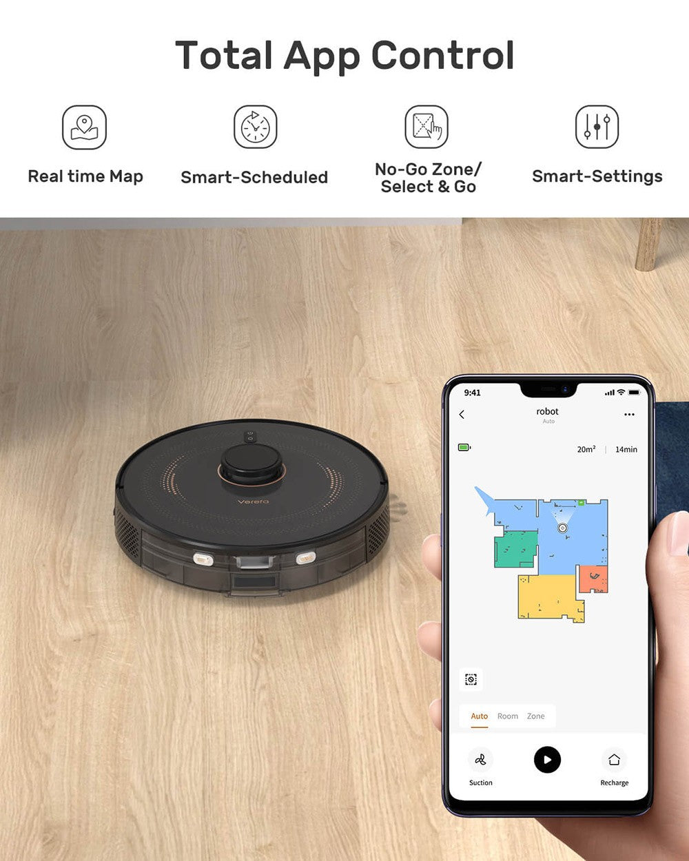 Robot Aspirador Verefa L11 Pro, Autovaciado, Succión 3000Pa, Navegación LiDAR, Bolsa de Polvo 4L, Autonomía Máx. 270 Minutos, Limpieza sin Intervención Manual Durante 70 Días, Control por App/Voz