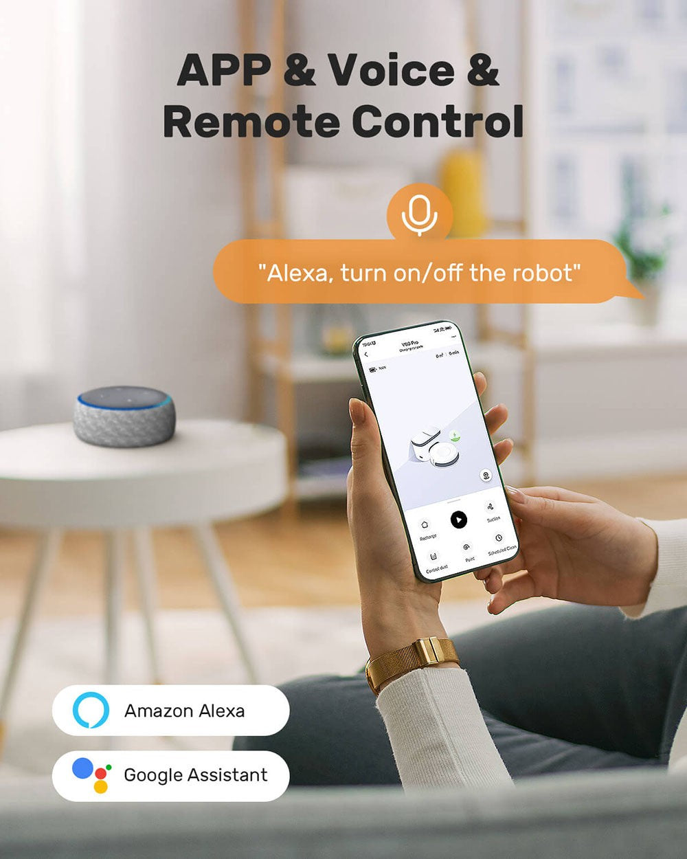 Robot Aspirador Verefa V60 Pro, Autovaciado, Succión 3200Pa, Bolsa de Polvo de 2L, Limpieza Silenciosa, Navegación Inteligente 2.0, Autonomía Máxima de 150 Minutos, Control por APP/Remoto - Blanco