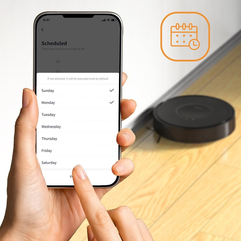 Robot Aspirador Verefa V60m Lite, Succión Máxima de 2700Pa, Aspiración y Fregado 2 en 1, Depósito de Polvo de 250ml, Autonomía Máxima de 150 Minutos, Control por App/Voz - Negro