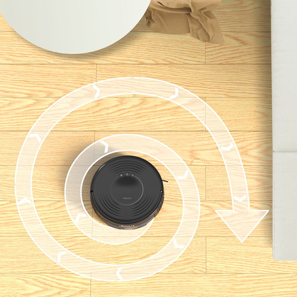Robot Aspirador Verefa V60m Lite, Succión Máxima de 2700Pa, Aspiración y Fregado 2 en 1, Depósito de Polvo de 250ml, Autonomía Máxima de 150 Minutos, Control por App/Voz - Negro