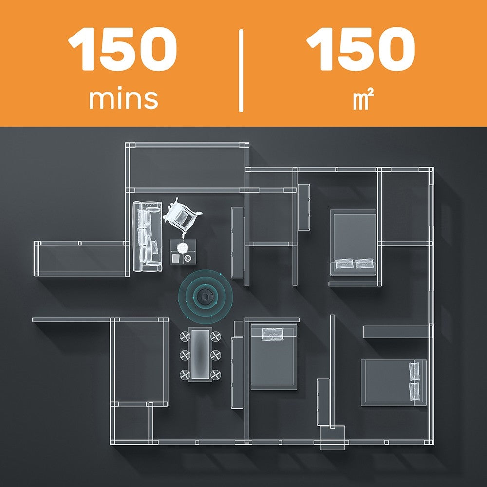 Robot Aspirador Verefa V60m Lite, Succión Máxima de 2700Pa, Aspiración y Fregado 2 en 1, Depósito de Polvo de 250ml, Autonomía Máxima de 150 Minutos, Control por App/Voz - Negro