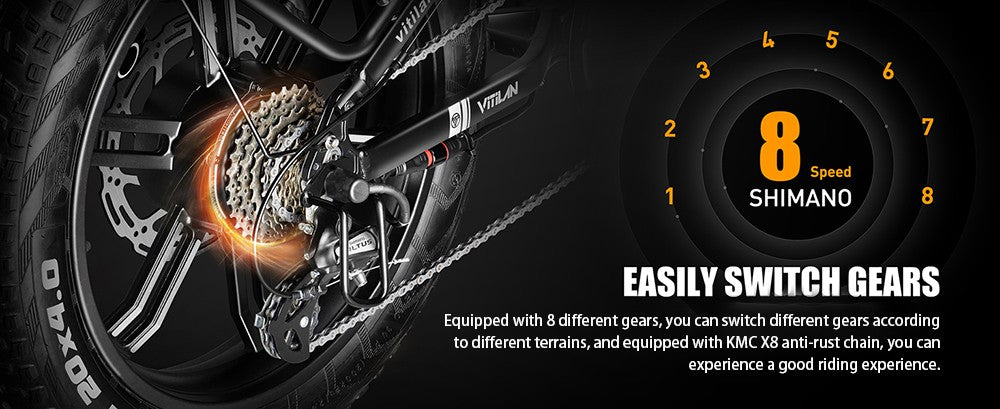 Bicicleta eléctrica Vitilan I7 Pro 3.0, motor de 750 W, batería de 48 V 20 Ah, neumáticos gruesos de 20 x 4.0 pulgadas, velocidad máxima de 45 km/h, autonomía máxima de 110 km, freno de disco hidráulico, amortiguación trasera hidráulica, horquilla delantera con suspensión neumática, Shimano de 8 velocidades - Negro