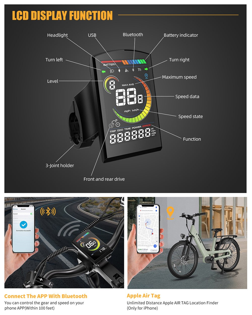 Vitilan L5 Elektrofahrrad, 500-W-Motor, 48-V-15-Ah-Akku, 26 x 2,4-Zoll-Reifen, 40 km/h Höchstgeschwindigkeit, 105 km Reichweite, hydraulische Scheibenbremsen, einstellbare Federgabel, Shimano 7-Gang-Schaltung, intelligentes Farbdisplay – Grün