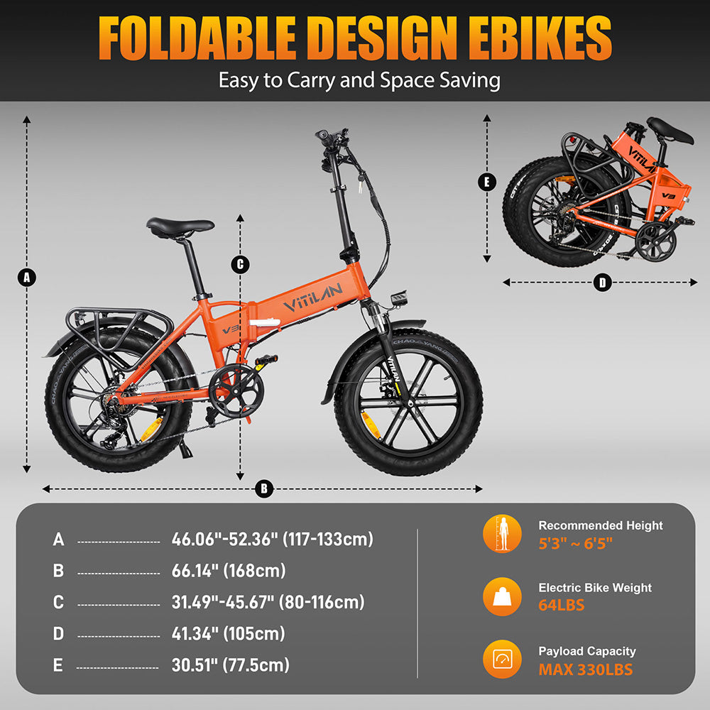 Bicicleta Eléctrica Vitilan V3 2.0, Motor de 750W, Batería de 48V 13Ah, Neumáticos CST Fat de 26*4.0 pulgadas, Velocidad Máxima de 45 km/h, Autonomía de 73 km, Freno de Disco Hidráulico, Horquilla Delantera con Suspensión, Shimano de 7 velocidades, Pantalla a Color - Negro