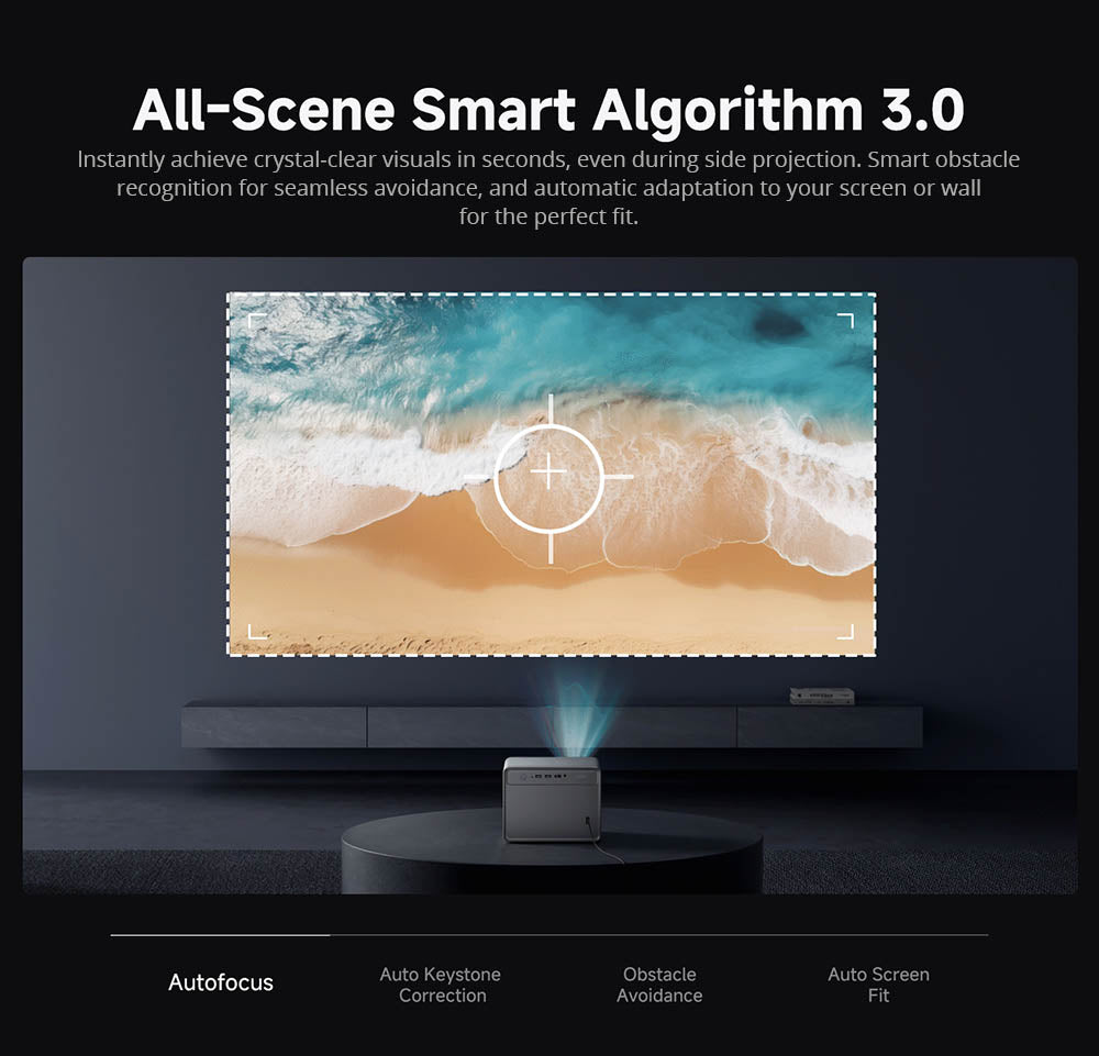 [Netflix 1080P] Proyector WANBO DaVinci 1 Pro, Android 11, 600 lúmenes ANSI, HDR 10, WiFi 5G y Bluetooth, enfoque automático/corrección trapezoidal automática/ajuste automático de pantalla/evitación de obstáculos, YouTube/Disney/Prime Video preinstalados.