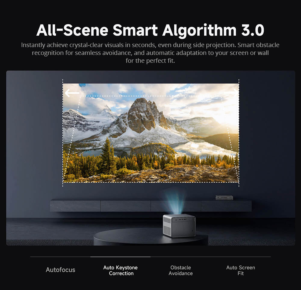 [Netflix 1080P] Proyector WANBO DaVinci 1 Pro, Android 11, 600 lúmenes ANSI, HDR 10, WiFi 5G y Bluetooth, enfoque automático/corrección trapezoidal automática/ajuste automático de pantalla/evitación de obstáculos, YouTube/Disney/Prime Video preinstalados.