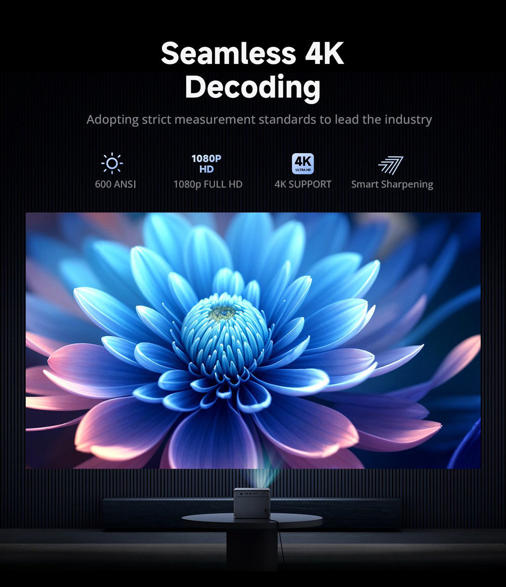 [Netflix 1080P] Proyector WANBO DaVinci 1 Pro, Android 11, 600 lúmenes ANSI, HDR 10, WiFi 5G y Bluetooth, enfoque automático/corrección trapezoidal automática/ajuste automático de pantalla/evitación de obstáculos, YouTube/Disney/Prime Video preinstalados.