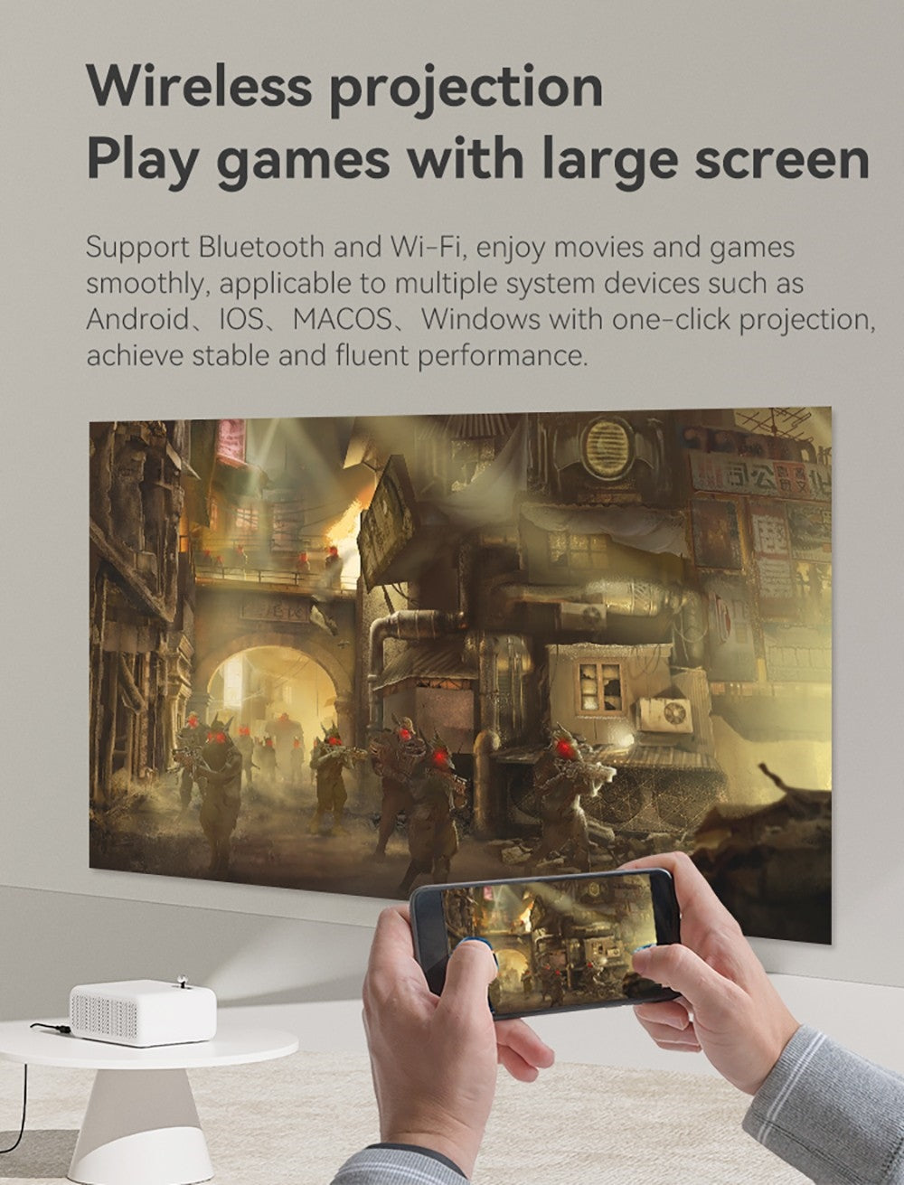 Proyector WANBO Mini Pro, Android 9.0, Corrección trapezoidal de cuatro puntos - Enchufe europeo