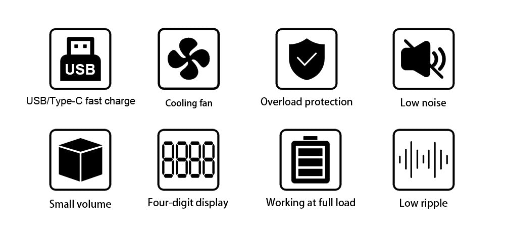 Fuente de alimentación CC regulada y ajustable de estado sólido WANPTEK DPS3010U, 30 V 10 A, ajuste por codificador, carga rápida USB tipo C, pantalla de 4 dígitos, baja ondulación, bajo ruido, ventilador de refrigeración negro - Enchufe del Reino Unido