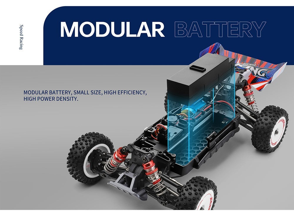 Coche de carreras RC Wltoys 124008 60 km/h 1300 mAh - 2 baterías