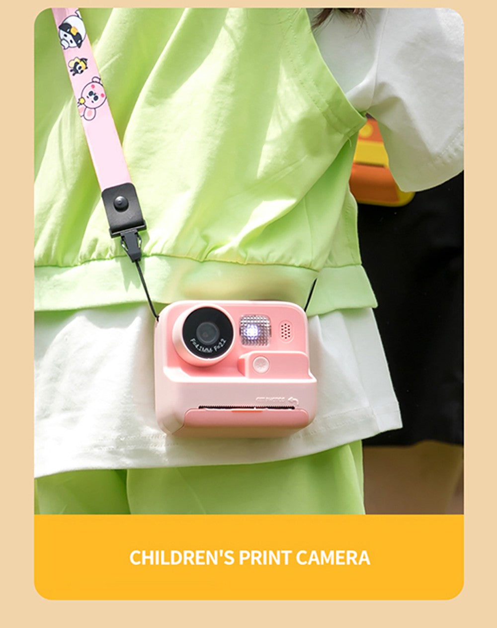 Cámara instantánea para niños WOWKIDS K27, cámaras duales delantera y trasera de 48MP, resolución 1080P, 4 filtros, tarjeta TF de 32GB, batería de 1400mAh - Rosa