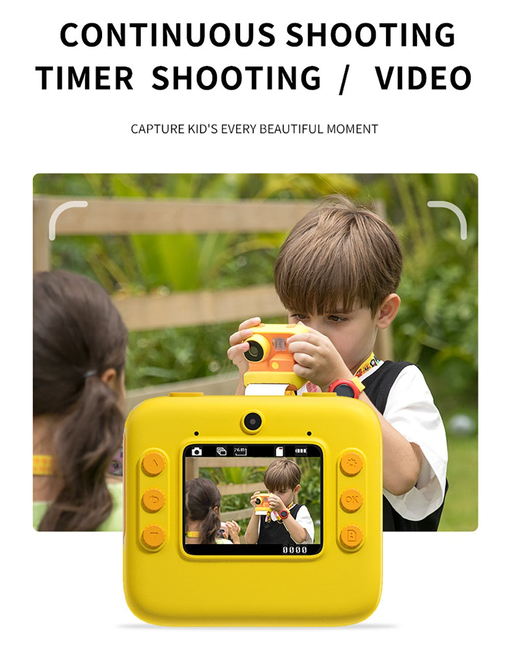 Cámara instantánea para niños WOWKIDS K27, cámaras duales delantera y trasera de 48MP, resolución 1080P, 4 filtros, tarjeta TF de 32GB, batería de 1400mAh - Rosa