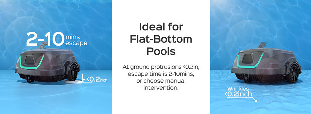 WYBOT A1 Robot Aspirador de Piscina Inalámbrico, Filtros Dobles, 120 minutos de Autonomía, Carga Rápida de 2.5 horas, para Piscinas Elevadas de Fondo Plano, Negro