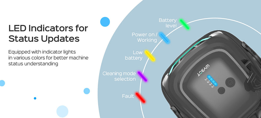 WYBOT A1 Robot Aspirador de Piscina Inalámbrico, Filtros Dobles, 120 minutos de Autonomía, Carga Rápida de 2.5 horas, para Piscinas Elevadas de Fondo Plano, Negro
