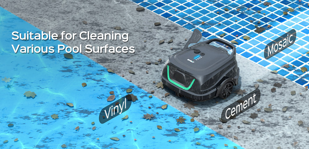 WYBOT A1 Robot Aspirador de Piscina Inalámbrico, Filtros Dobles, 120 minutos de Autonomía, Carga Rápida de 2.5 horas, para Piscinas Elevadas de Fondo Plano, Negro