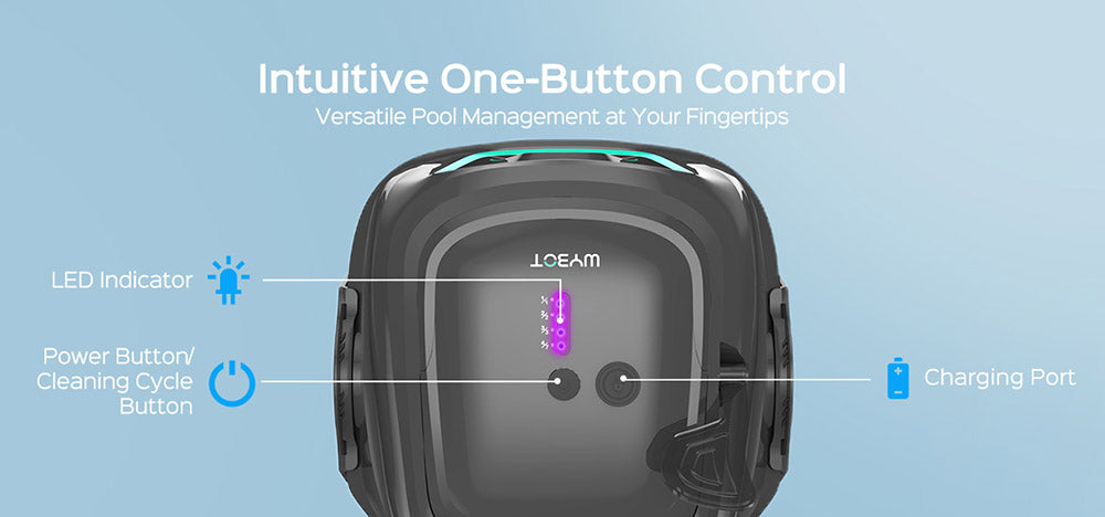 WYBOT A1 Robot Aspirador de Piscina Inalámbrico, Filtros Dobles, 120 minutos de Autonomía, Carga Rápida de 2.5 horas, para Piscinas Elevadas de Fondo Plano, Negro