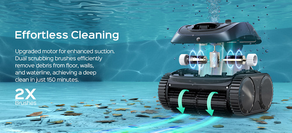 WYBOT C1 Robot Limpiafondos Inalámbrico, 150 minutos de Autonomía, Limpia Paredes, Planificación Inteligente de la Ruta, Control por APP, para Piscinas de hasta 150 metros cuadrados (1.615 pies cuadrados).