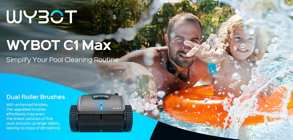 WYBOT C1 MAX Kabelloser Poolroboter mit App, 180–240 Min. Laufzeit, 3 Reinigungsmodi, Wandkletterfunktion, 65 W Saugleistung, bis zu 200 m² Fläche, Grau