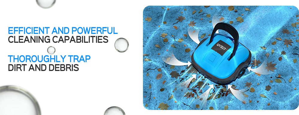 WYBOT WY1102 Kabelloser Poolroboter, Doppelmotor, max. 50 Min. Laufzeit, bis zu 49 m², für Pools mit flachem Boden, Blau