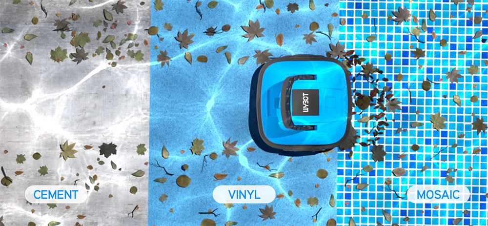 WYBOT WY1102 Kabelloser Poolroboter, Doppelmotor, max. 50 Min. Laufzeit, bis zu 49 m², für Pools mit flachem Boden, Blau