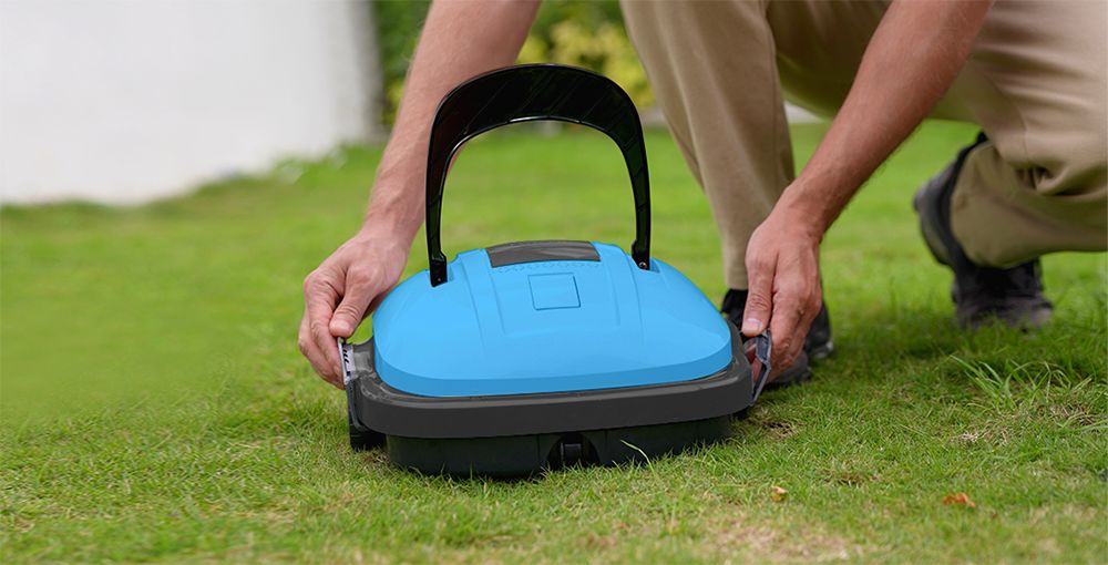 WYBOT WY1102 Kabelloser Poolroboter, Doppelmotor, max. 50 Min. Laufzeit, bis zu 49 m², für Pools mit flachem Boden, Blau