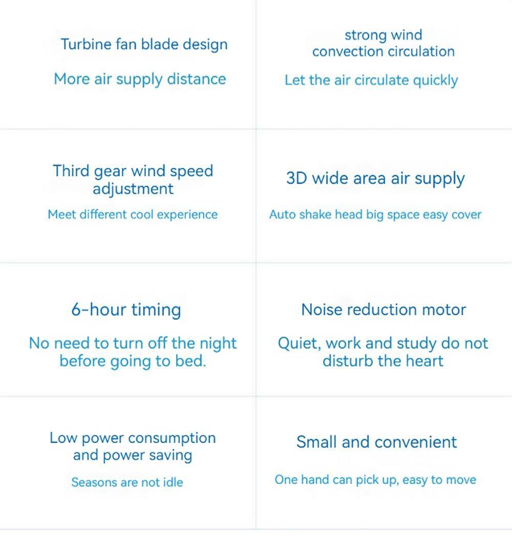 Xiaoda Feiyue C06 Tragbarer Tischventilator mit 3 Windstufen, Timerfunktion und Auf- und Abwärtsbewegung des Ventilatorkopfes – Netzbetrieb