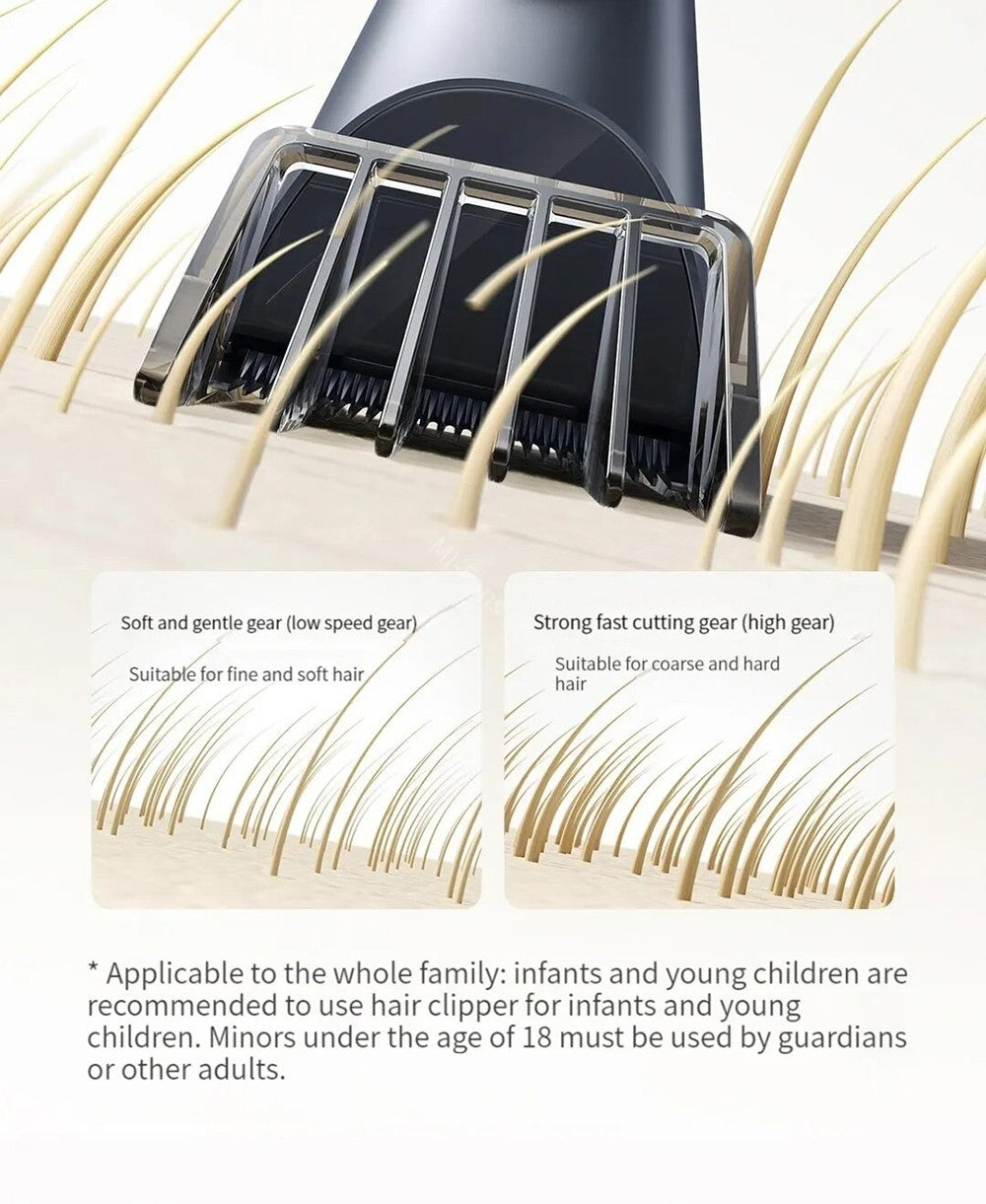 Xiaomi Mijia Haarschneider 2, wiederaufladbar, mit zwei Geschwindigkeitsstufen, Klinge aus hochfestem Material, bis zu 180 Minuten Laufzeit, Digitalanzeige und IPX7-Wasserschutz