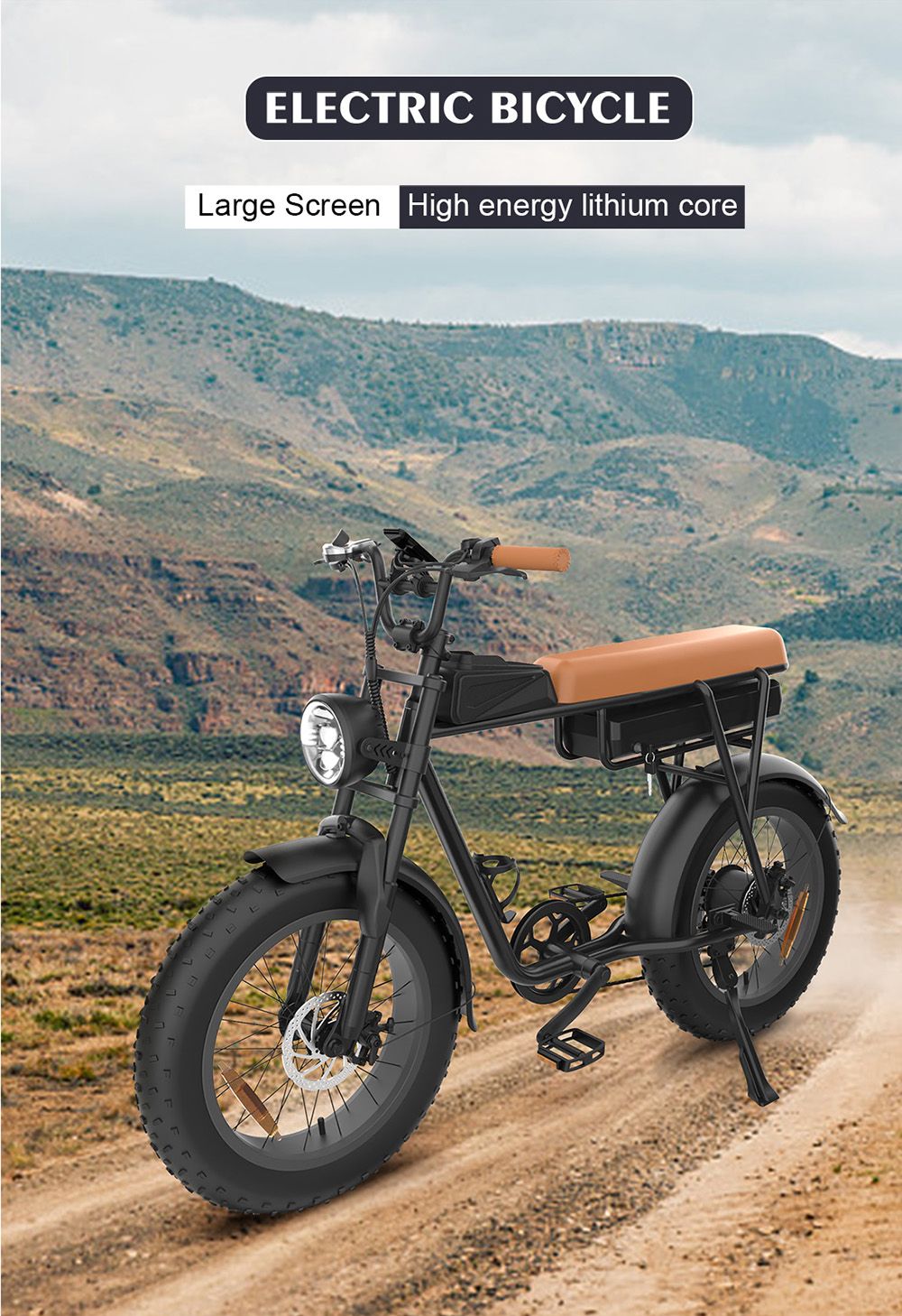 YAMALI FXH-006 Elektrofahrrad, 350-W-Motor, 48-V-18-Ah-Akku, 20 x 4 Zoll breite Reifen, 40 km/h Höchstgeschwindigkeit, 50 km Reichweite, Shimano 7-Gang-Schaltung, mechanische Scheibenbremsen vorne und hinten, LCD-Display – Schwarz