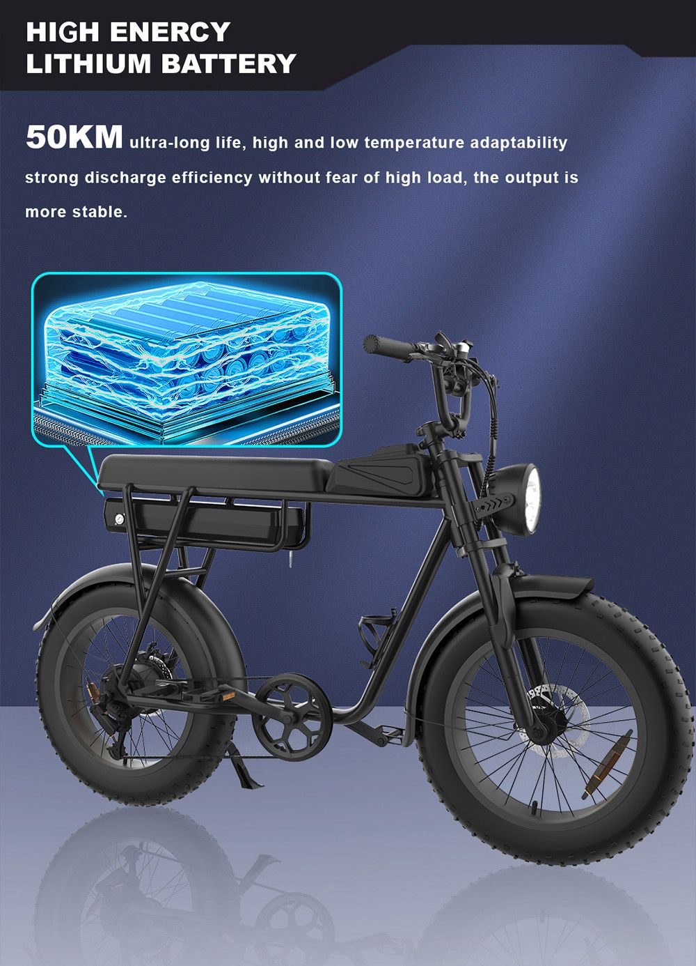 YAMALI FXH-006 Elektrofahrrad, 350-W-Motor, 48-V-18-Ah-Akku, 20 x 4 Zoll breite Reifen, 40 km/h Höchstgeschwindigkeit, 50 km Reichweite, Shimano 7-Gang-Schaltung, mechanische Scheibenbremsen vorne und hinten, LCD-Display – Schwarz