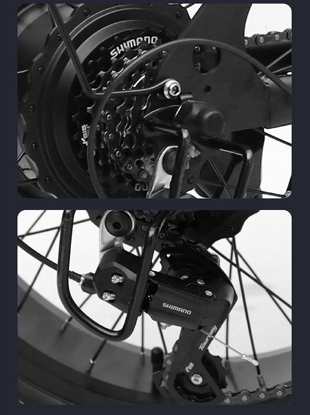 YAMALI FXH-006 Elektrofahrrad, 350-W-Motor, 48-V-18-Ah-Akku, 20 x 4 Zoll breite Reifen, 40 km/h Höchstgeschwindigkeit, 50 km Reichweite, Shimano 7-Gang-Schaltung, mechanische Scheibenbremsen vorne und hinten, LCD-Display – Schwarz