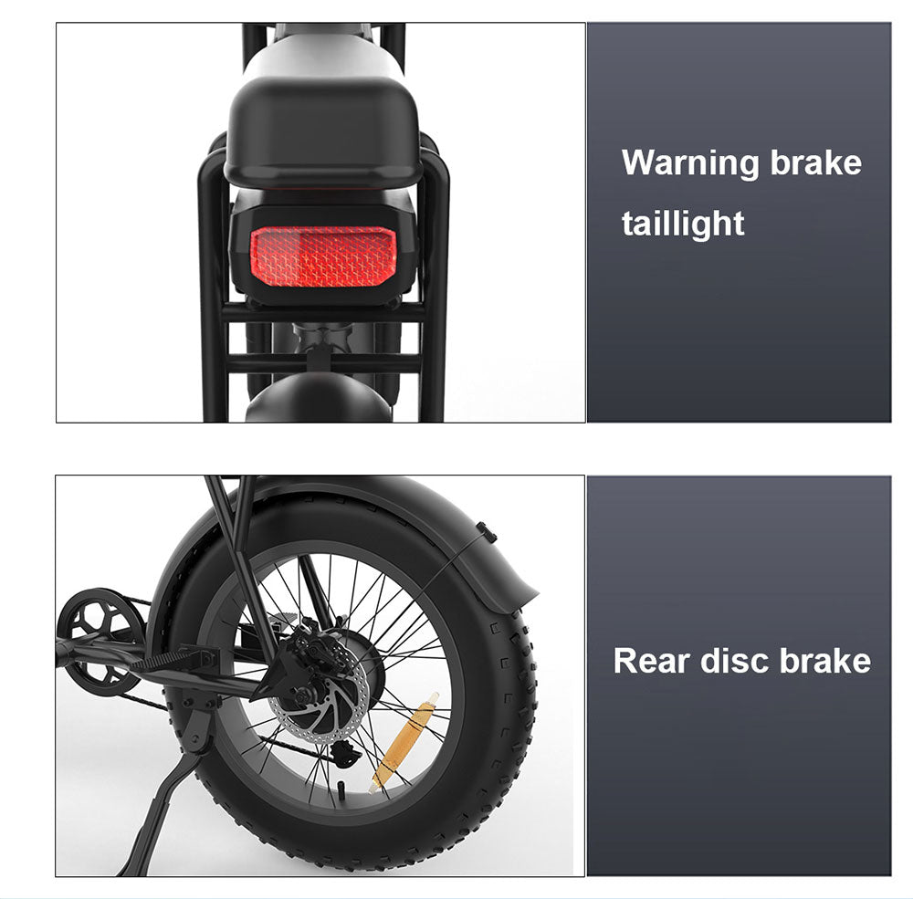 YAMALI FXH-006 Elektrofahrrad, 350-W-Motor, 48-V-18-Ah-Akku, 20 x 4 Zoll breite Reifen, 40 km/h Höchstgeschwindigkeit, 50 km Reichweite, Shimano 7-Gang-Schaltung, mechanische Scheibenbremsen vorne und hinten, LCD-Display – Schwarz