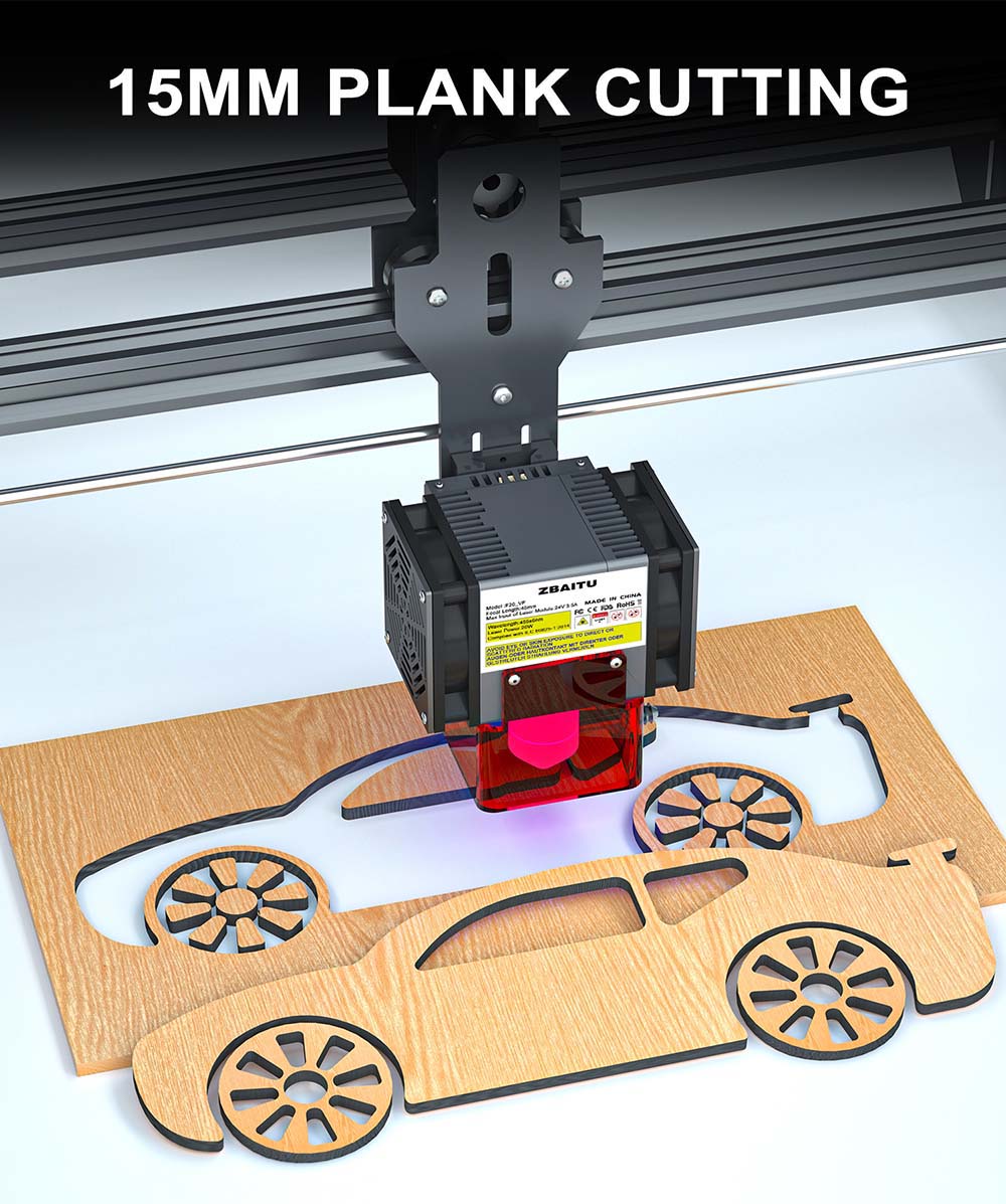 ZBAITU F20-VF 20W Lasermodul, Luftunterstützung, Fixfokus, 0,08 x 0,08 mm Spot, 0,01 mm Genauigkeit, Doppellüfter